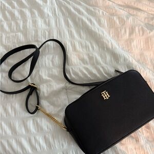 Tommy Hilfiger Black Crossbody Bag with Gold Logo